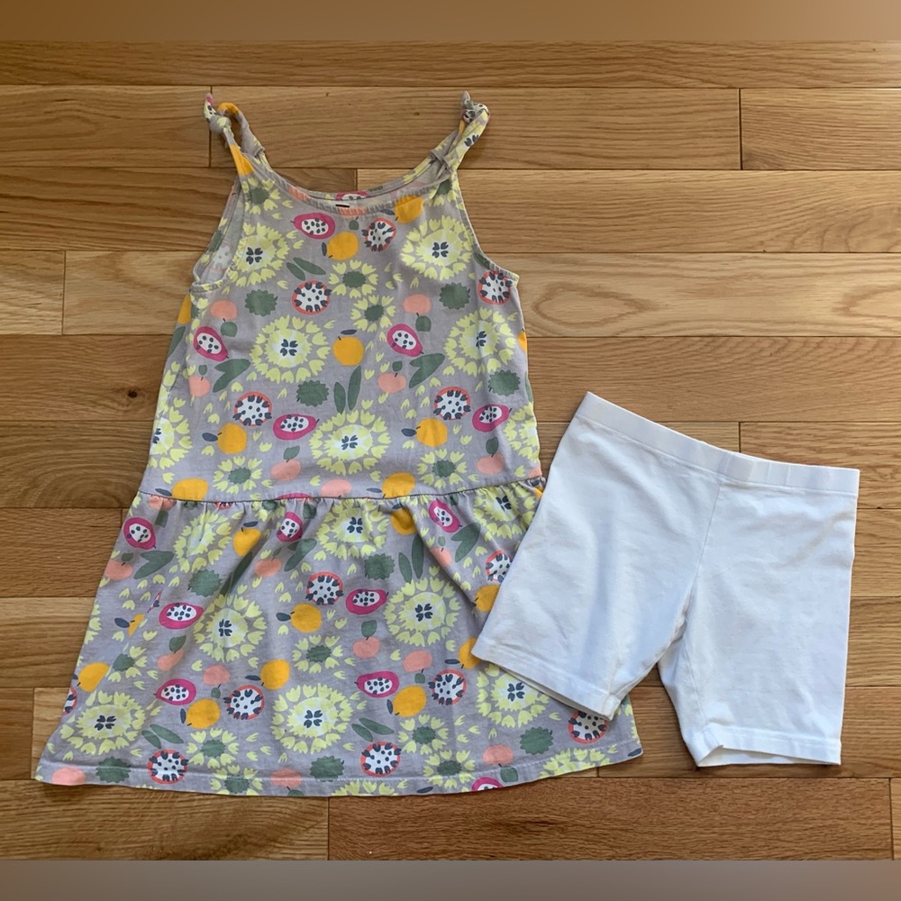 Girls tea brand tunic dress and wonder nation bike shorts size 8